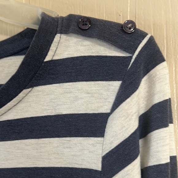 Blue and White Striped 3/4 Sleeve Blouse - Picture 8 of 9